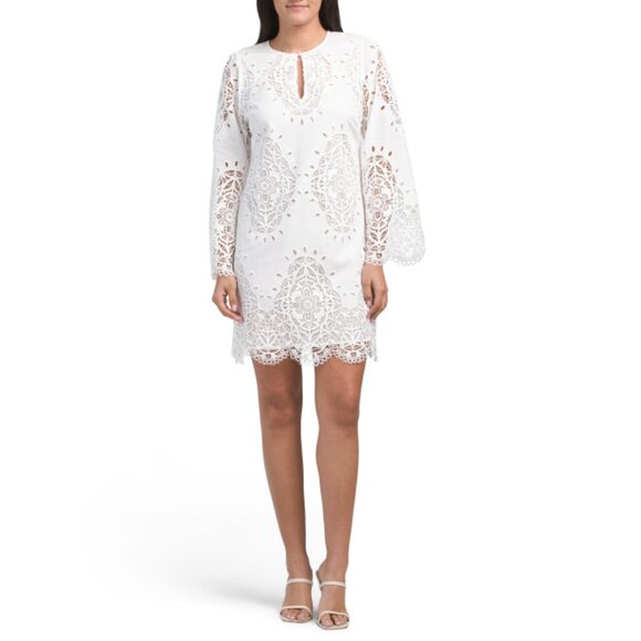 JOHNNY WAS White Elandra Mini Shift Dress